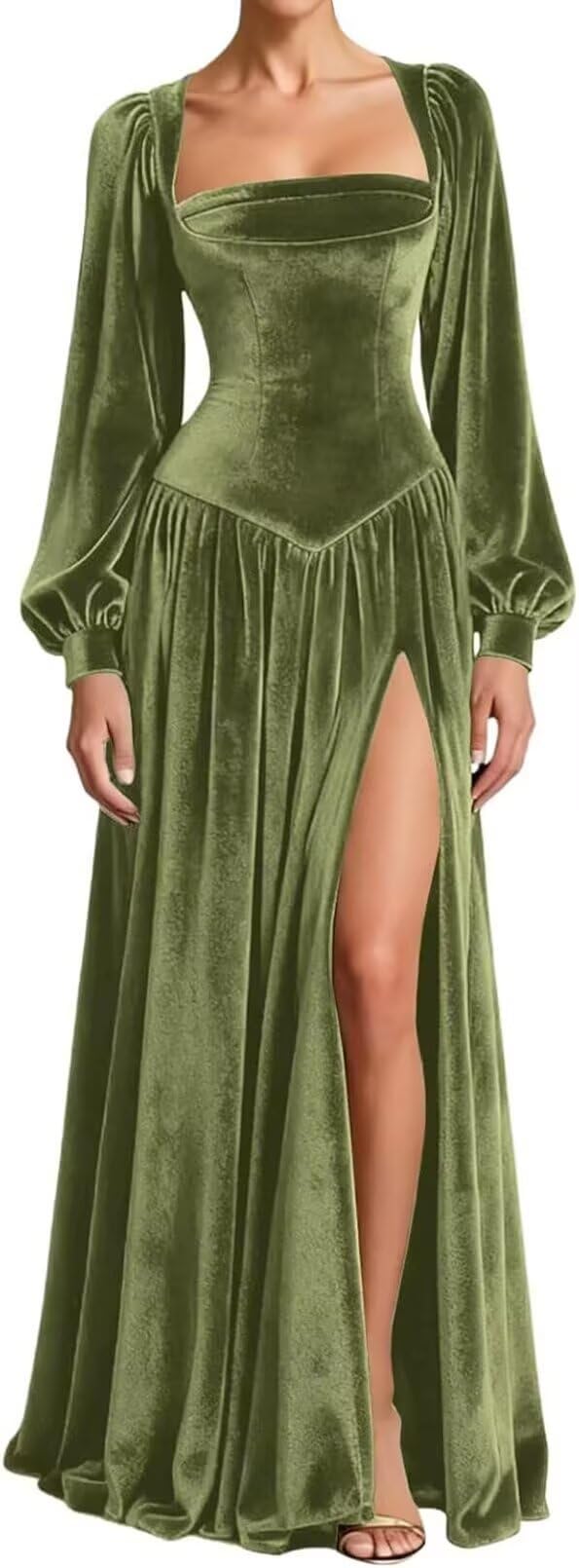 Kingbridal Gowns Long Sleeve Prom Dresses for Women 2027 Velvet Formal Dress with Slit Long A-line Evening Party Gowns