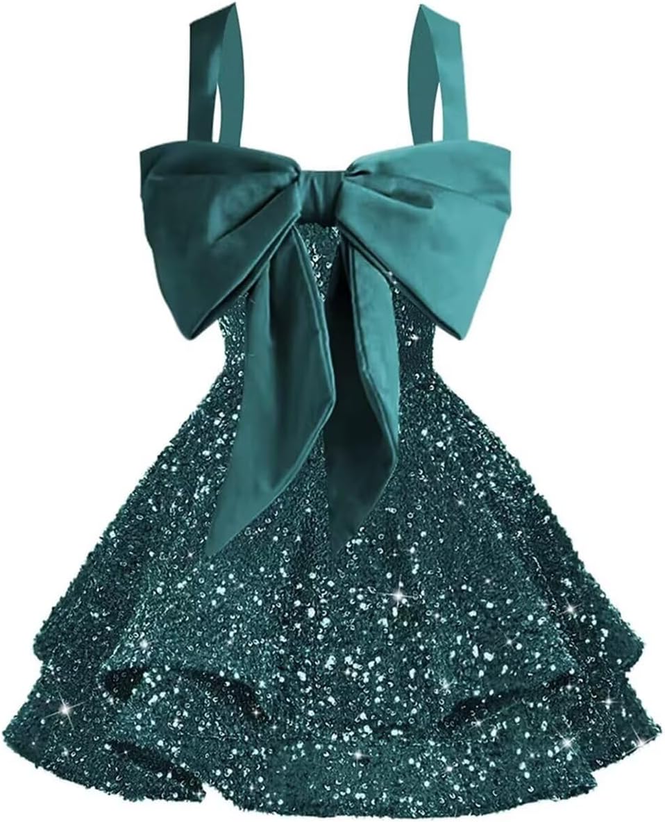 Sparkly Tiered Sequin Flower Girl Dress Spaghetti Straps Short Birthday Pageant Formal Mini Dresses