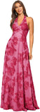 Jacquard Floral Lace Bridesmaid Dresses for Women Long A-Line Open Back Halter Formal Gown