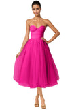 Strapless Prom Dresses Sweetheart Tulle Ball Gowns Corset Short Homecoming Dresses Pleated Lace-up Evening Dresses