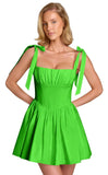 Spaghetti Straps Homecoming Dresses for Teens Satin A-line Short Prom Dress Pleated Cocktail Gowns with Pockets