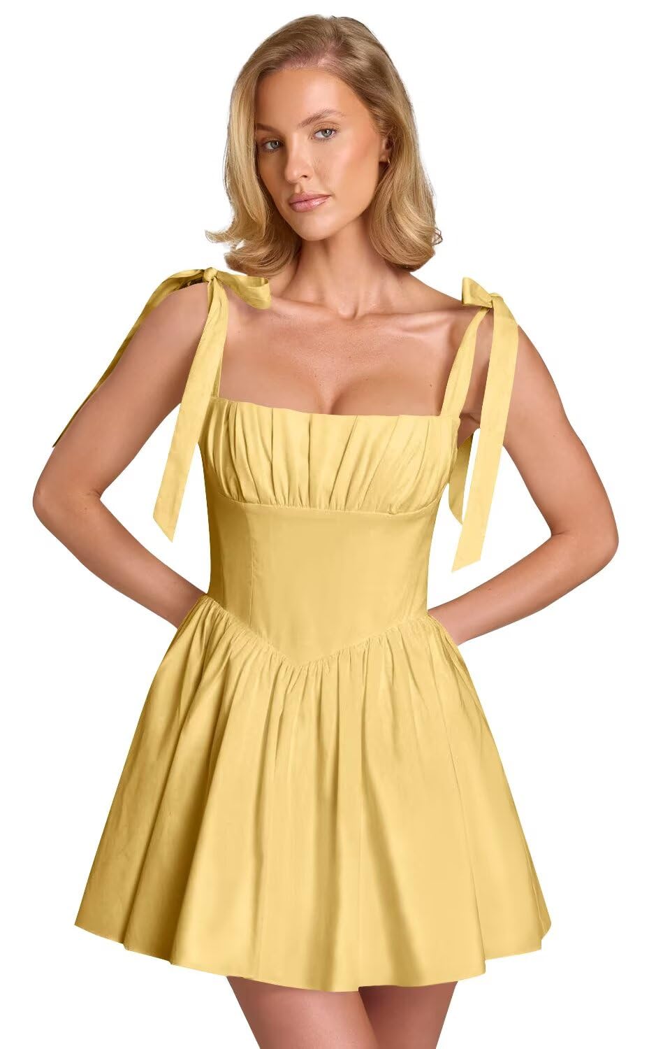 Spaghetti Straps Homecoming Dresses for Teens Satin A-line Short Prom Dress Pleated Cocktail Gowns with Pockets