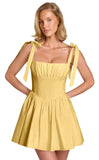 Spaghetti Straps Homecoming Dresses for Teens Satin A-line Short Prom Dress Pleated Cocktail Gowns with Pockets