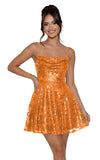 Sequin Prom Dresses 2026 for Teens Spaghetti Straps Cowl Neck Short Cocktail Party Dress