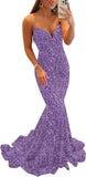 Women's Strapless Sequin Prom Dresses with Train Criss-Cross Mermaid Long Formal Evening Gowns