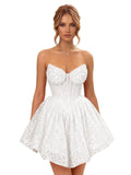 Strapless Sequin Homecoming Dresses for Teens 2026 Sparkly A-line Short Prom Dress Corset Cocktail Party Gowns