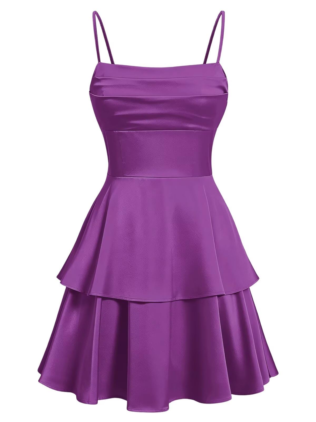 Tiered Satin Homecoming Dresses for Teens Short A Line Tight Spaghetti Strap Formal Cocktail Party Gown 2026