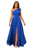 One Shoulder Bridesmaid Dresses Long for Women Satin Formal Gown Wedding Guest Dress