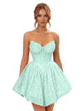 Strapless Sequin Homecoming Dresses for Teens 2026 Sparkly A-line Short Prom Dress Corset Cocktail Party Gowns