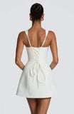 Satin Homecoming Dresses for Teens Square Neck Short Prom Dress Pleated A Line Corset Mini Cocktail Party Gown