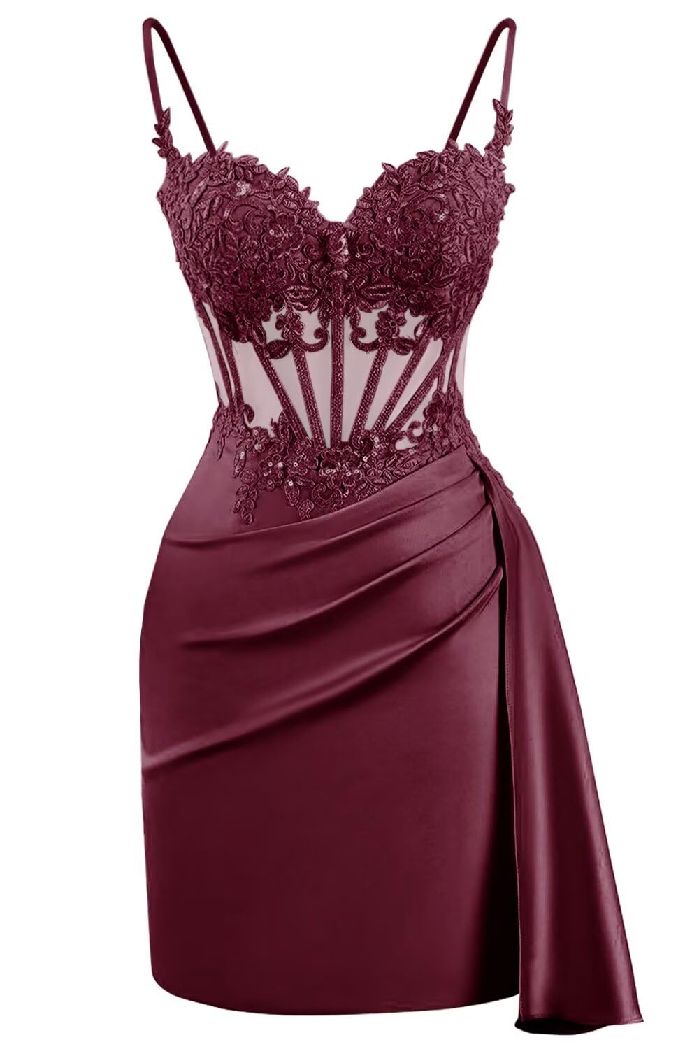 Lace Satin Homecoming Dresses for Teens 2027 Short Prom Dress Spaghetti Straps Corset Cocktail Formal Evening Gowns