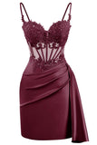 Lace Satin Homecoming Dresses for Teens 2027 Short Prom Dress Spaghetti Straps Corset Cocktail Formal Evening Gowns