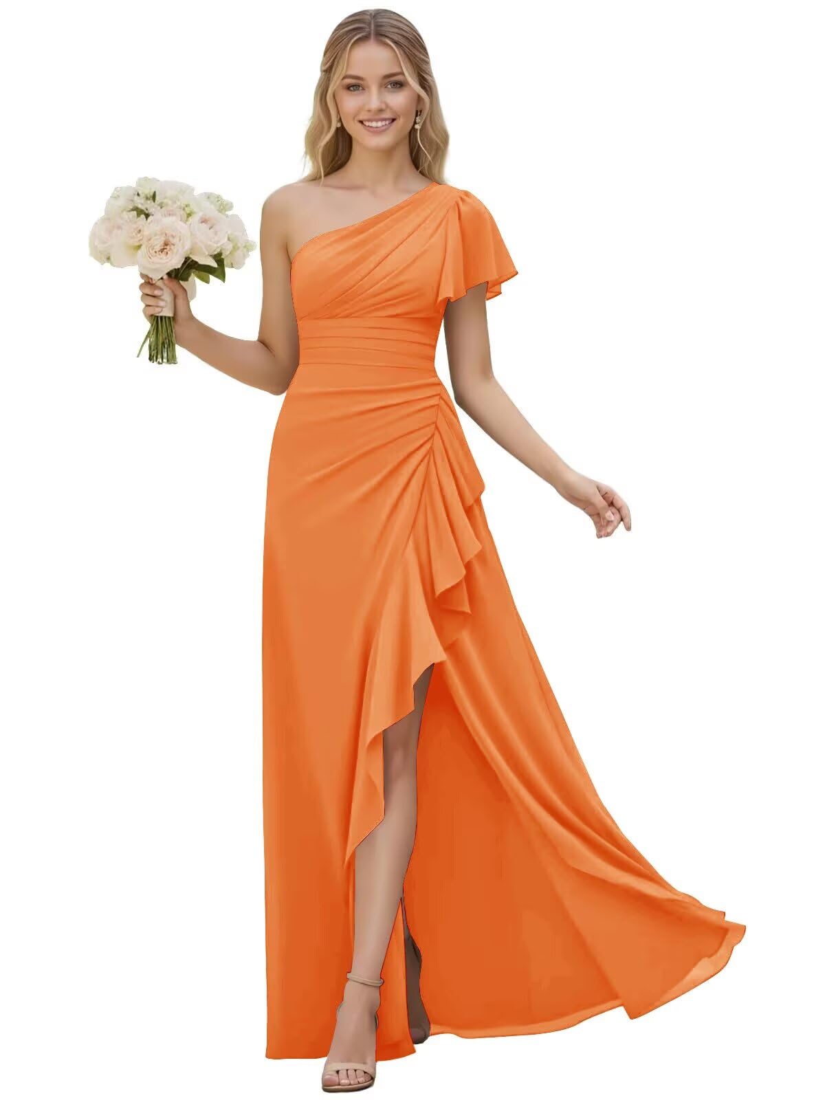 One Shoulder Chiffon Bridesmaid Dresses for Women 2026 A-line Formal Dress