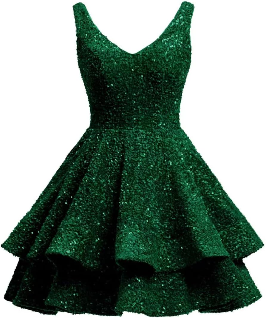 Short 2026 Sparkly Sequin Homecoming Dress for Teen Tiered Corset Ball Prom Cocktail Party Gown for Women