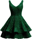 Short 2026 Sparkly Sequin Homecoming Dress for Teen Tiered Corset Ball Prom Cocktail Party Gown for Women