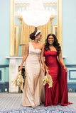 One-Shoulder-Brautjungfernkleider für Hochzeiten, Meerjungfrau-Satin-Ballkleider, lang, figurbetont, formelle Abendkleider 