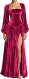 Kingbridal Gowns Long Sleeve Prom Dresses for Women 2027 Velvet Formal Dress with Slit Long A-line Evening Party Gowns