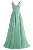 Lace Bridesmaid Dresses for Wedding with Slit Spaghetti Straps Chiffon Aline Formal Evening Party Gowns