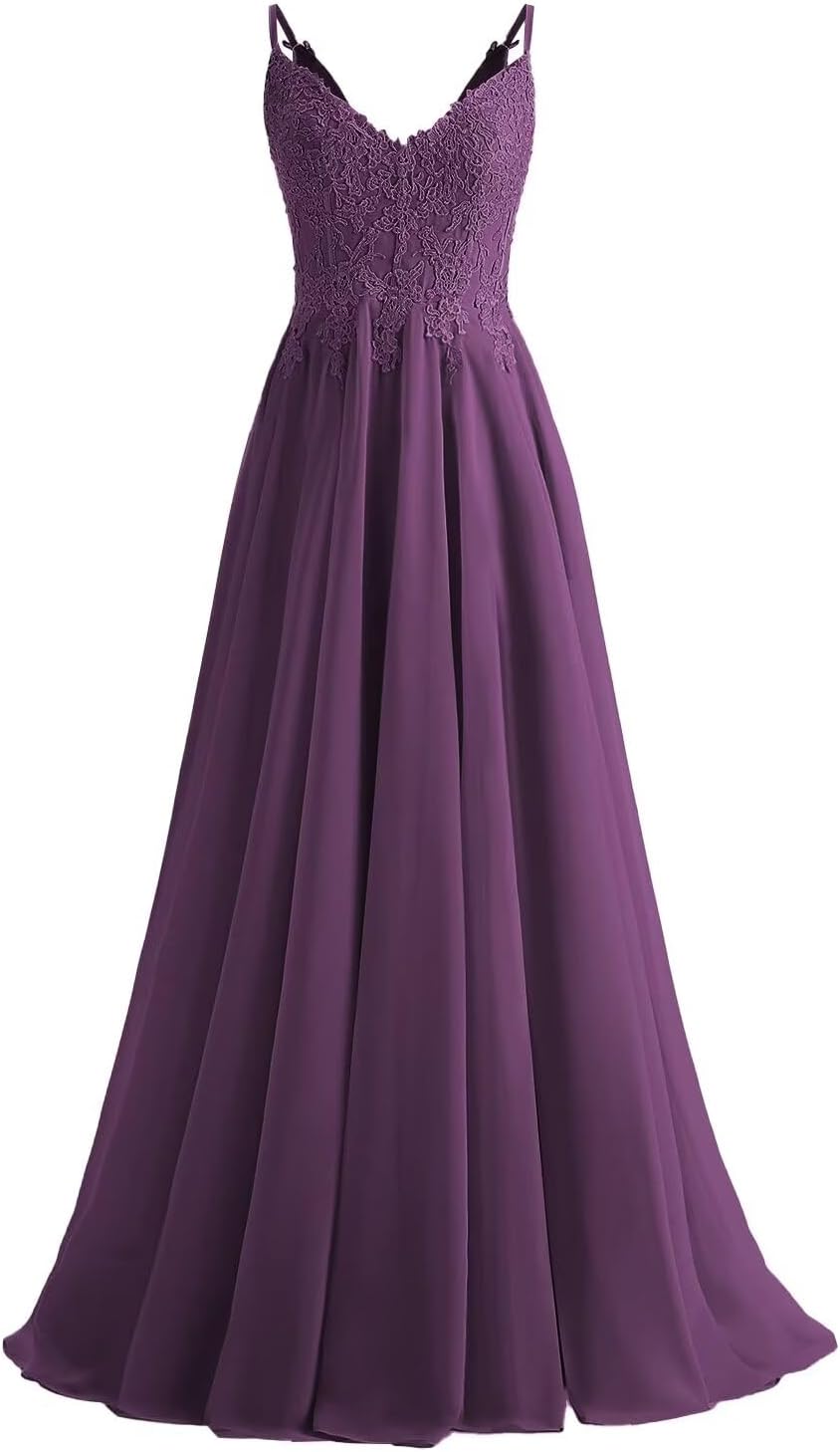 Lace Bridesmaid Dresses for Wedding with Slit Spaghetti Straps Chiffon Aline Formal Evening Party Gowns