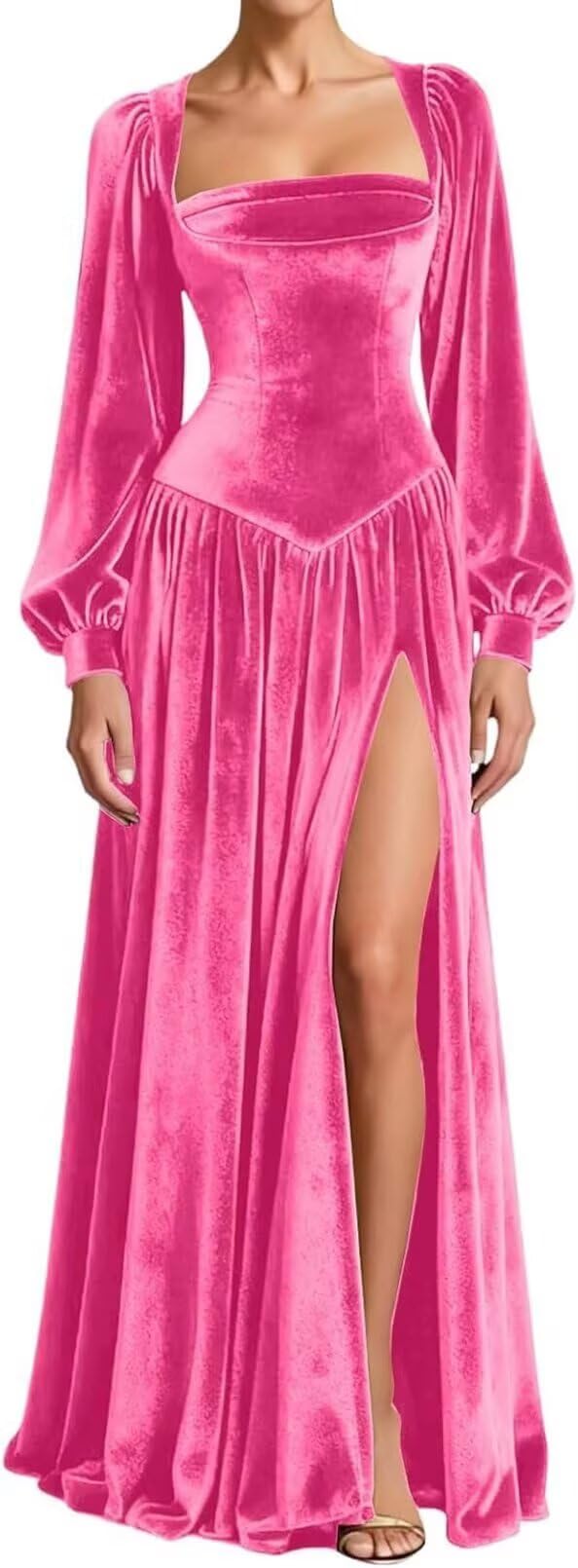 Kingbridal Gowns Long Sleeve Prom Dresses for Women 2027 Velvet Formal Dress with Slit Long A-line Evening Party Gowns