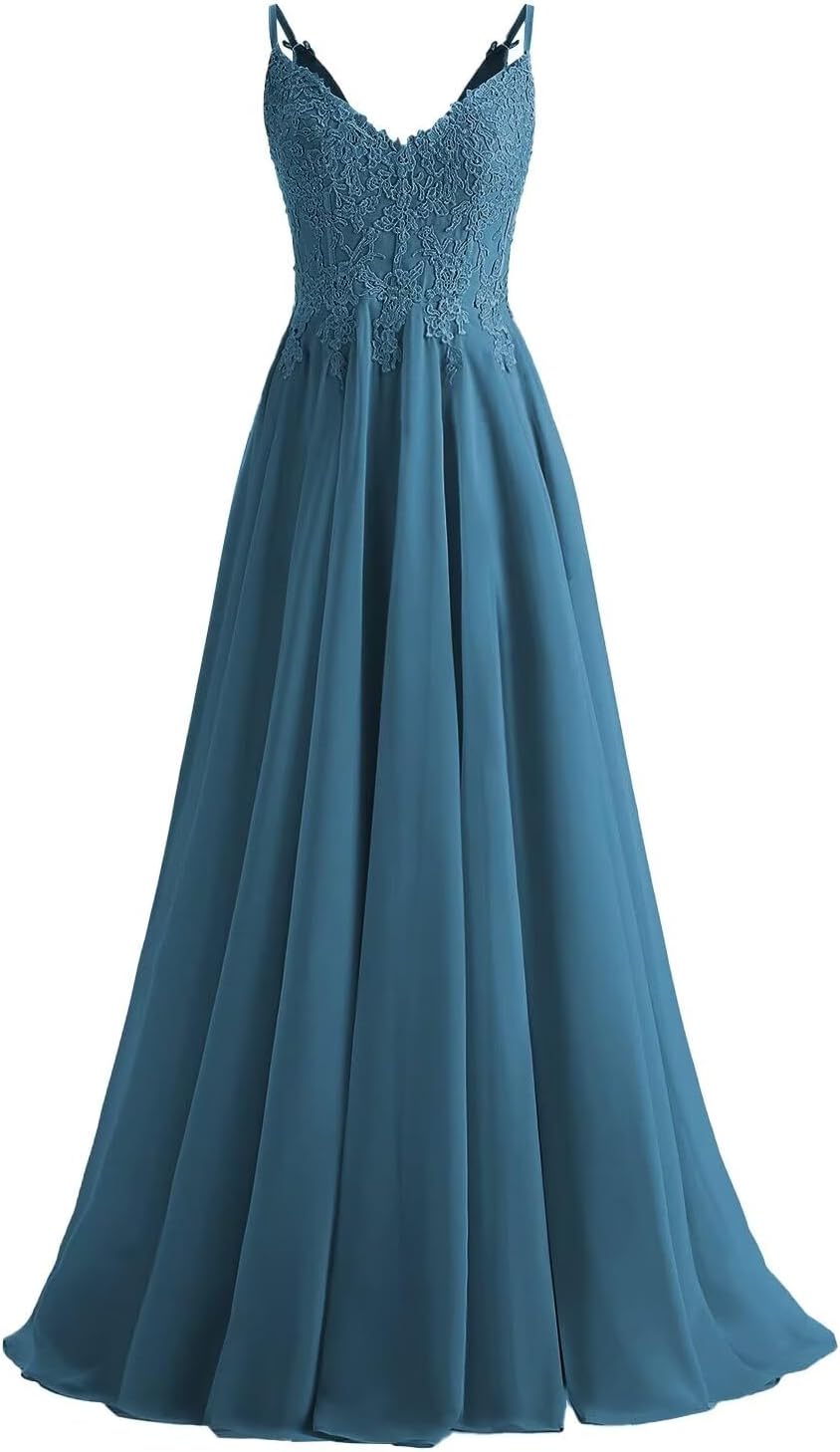 Lace Bridesmaid Dresses for Wedding with Slit Spaghetti Straps Chiffon Aline Formal Evening Party Gowns