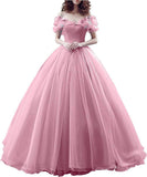 Tulle Ball Gown Cinderella's Off Shoulder Quinceanera Dress Wedding Dresses Evening Formal Gown