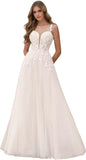 Kingbridal Gowns Lace Appliques Wedding Dresses for Bride Long V Neck Tulle Chiffon A-line Sleeveless Bridal Ball Gown for Women