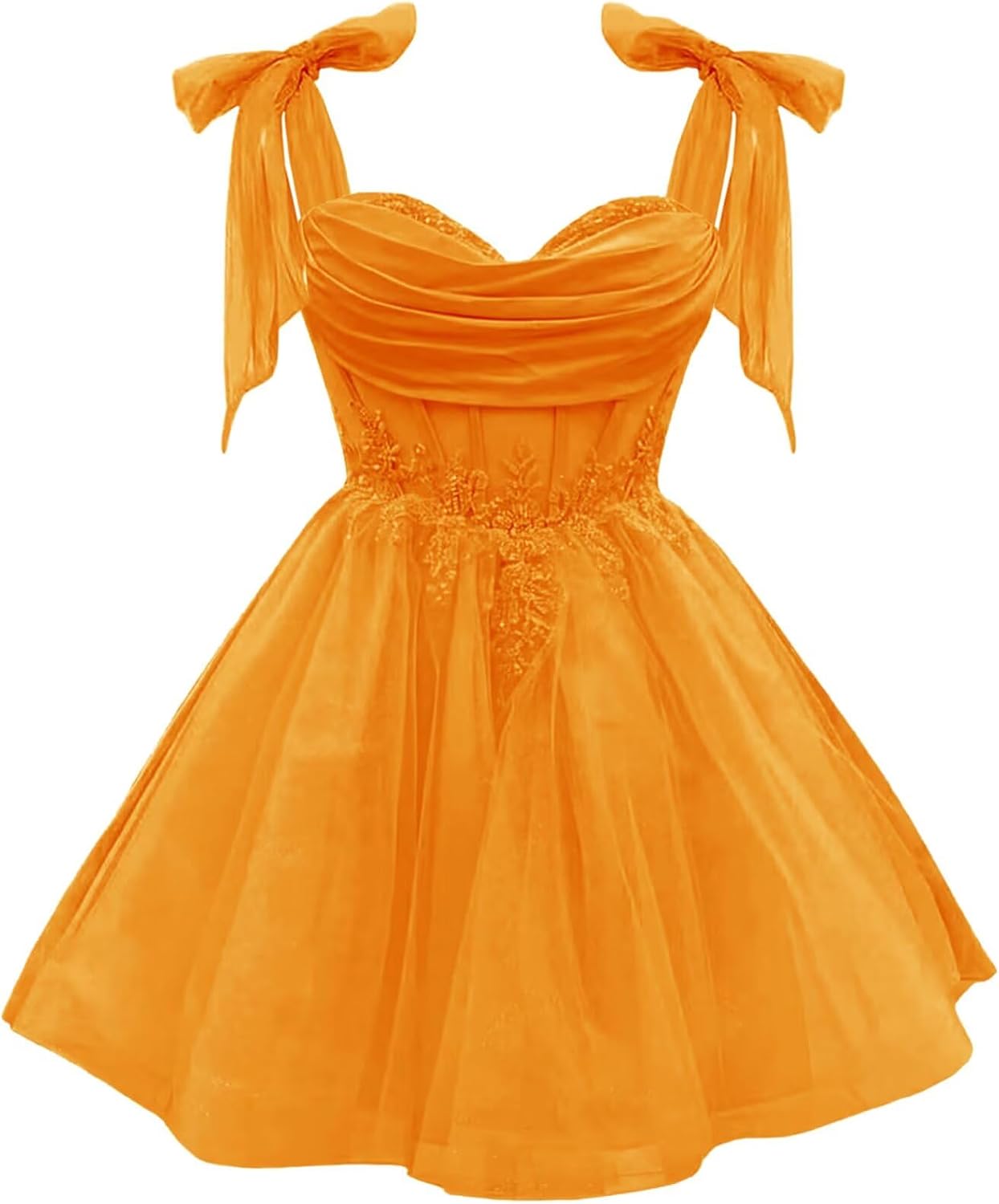 Tulle Short Homecoming Dress for Teens Sparkly Lace DAMA Dresses for Quinceanera Spaghetti Straps Bow Prom Gown
