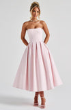 Strapless Satin Tea Length Prom Dresses for Women 2027 A-Line Corset Backless Cocktail Bridesmaid Dress with Pocket