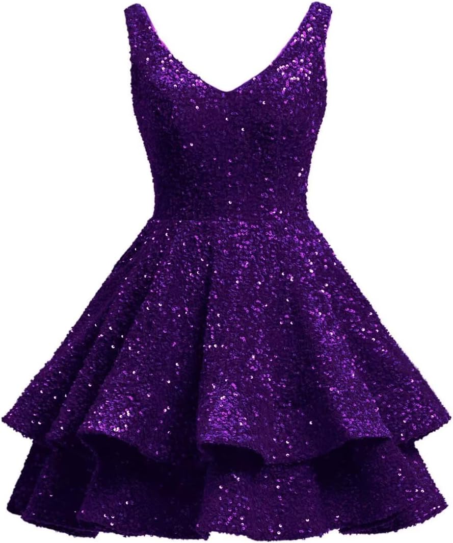 Short 2026 Sparkly Sequin Homecoming Dress for Teen Tiered Corset Ball Prom Cocktail Party Gown for Women