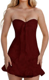 Jacquard Chiffon Homecoming Dress Short for Teens 2027 Strapless Mini Prom Gown Ruffle Cocktail Party Dress
