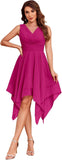 Women's Short Bridesmaid Dresses 2025 V Neck Ruched Chiffon Formal Cocktail Party Dress