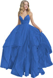 Women's Sparkly Tulle Prom Dress 2023 Long Ball Gown Spaghetti Straps Quinceanera Dress