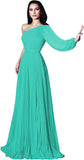 One Shoulder Mother of The Bride Dresses Long Sleeve Formal Dress Chiffon Evening Gowns for Women