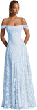 Off The Shoulder Bridesmaid Dresses Long for Women Formal Evening Gown Lace Wedding Guest Dress