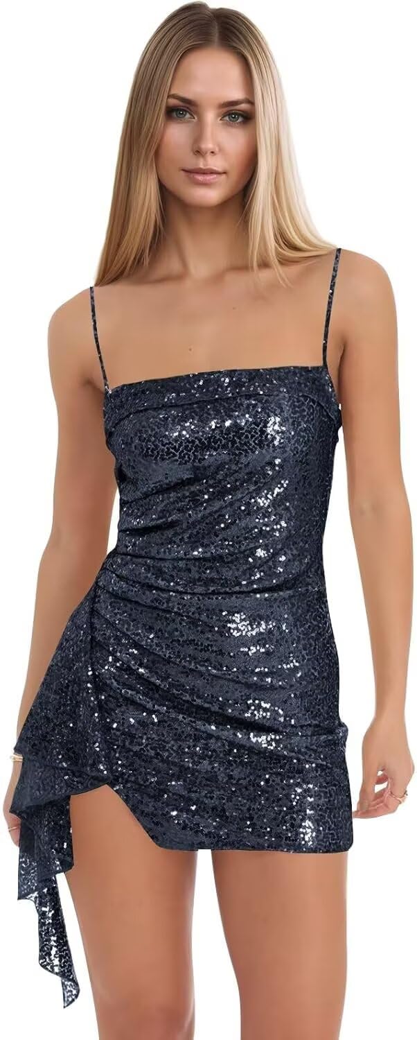 Spaghetti Straps Sequin Homecoming Dresses for Teens 2027 Sparkly Tight Short Prom Cocktail Party Gowns