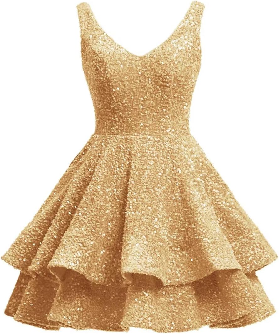 Short 2026 Sparkly Sequin Homecoming Dress for Teen Tiered Corset Ball Prom Cocktail Party Gown for Women