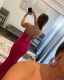 Vestido de fiesta con tirantes finos y lentejuelas, vestido de noche de sirena brillante con abertura, vestidos largos para mujer 2024 