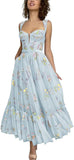 Vestidos de tul con bordado floral para mujer 2024, vestidos formales de fiesta de noche 