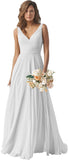 Chiffon Bridesmaid Dresses Long for Women A Line Ruched Formal Porm Evening Gowns