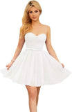 Vestidos cortos de tul brillante para adolescentes, con tirantes finos y corte en A, para fiesta de graduación.