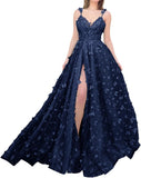 Sparkly Prom Dresses for Teens 2027 3D Butterfly Tulle Spaghetti Straps Long Slit Backless Party Gowns