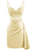 Lace Satin Homecoming Dresses for Teens 2027 Short Prom Dress Spaghetti Straps Corset Cocktail Formal Evening Gowns