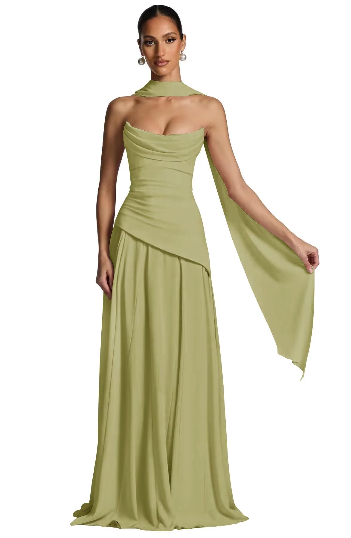 Kingbridal Strapless Bridesmaid Dresses with Scarf 2026 Long A-line Prom Formal Dress