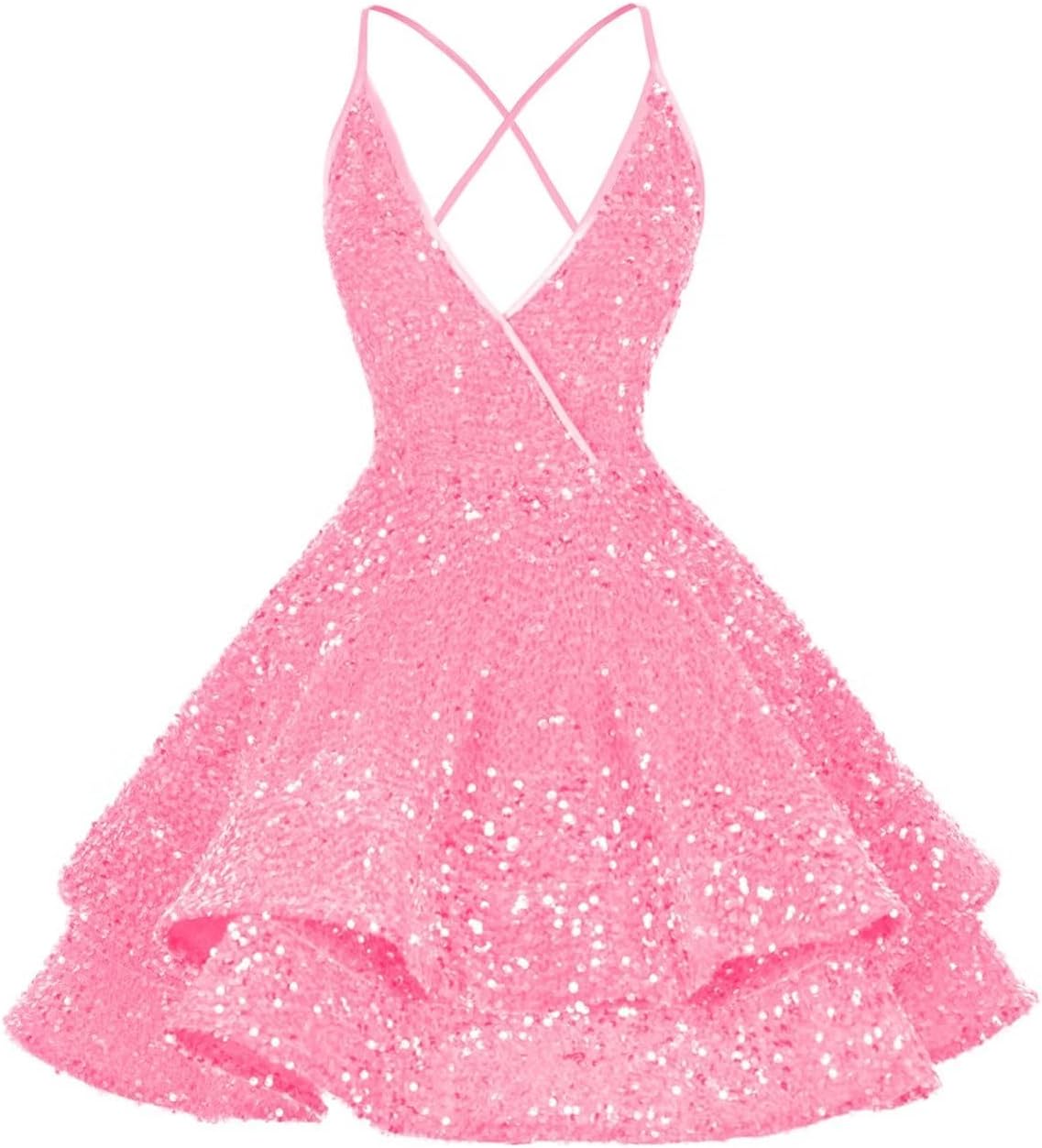 Vestidos de fiesta cortos con lentejuelas brillantes para adolescentes, sexy, con tirantes finos, vestido de fiesta, vestido de cóctel con cuello halter 