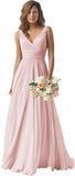 Chiffon Bridesmaid Dresses Long for Women A Line Ruched Formal Porm Evening Gowns