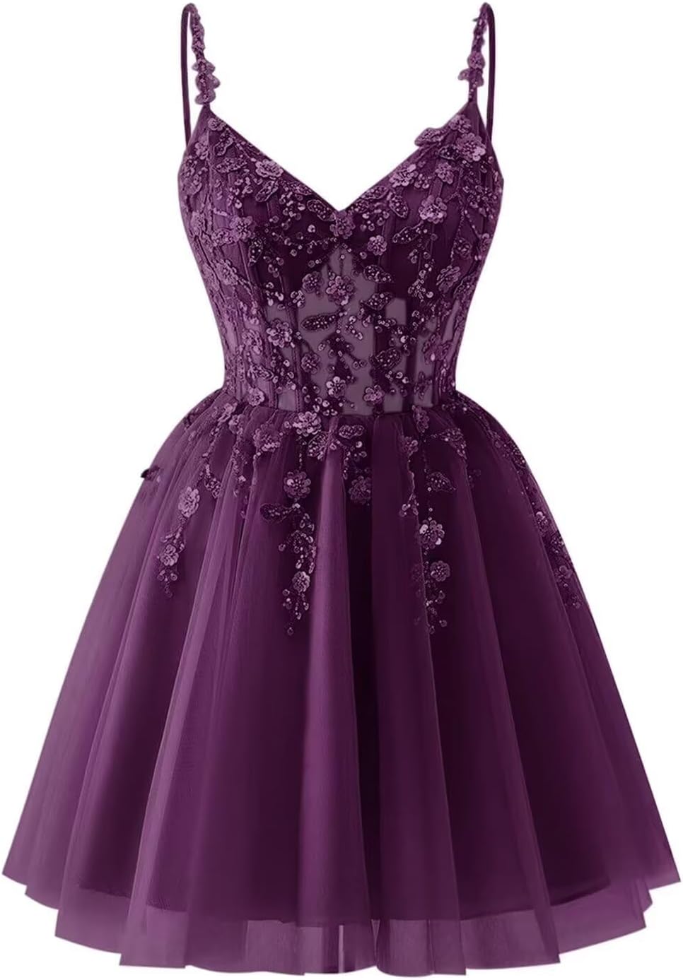Lace Applique Tulle Homecoming Dresses for Teens Sparkly 3D Flower Short Prom Dress Sequin Quinceanera DAMA Dress