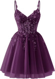 Lace Applique Tulle Homecoming Dresses for Teens Sparkly 3D Flower Short Prom Dress Sequin Quinceanera DAMA Dress