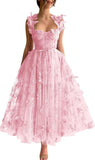 Vestidos de fiesta de tul con mariposas 3D bordadas para adolescentes, vestidos formales de noche para fiesta 
