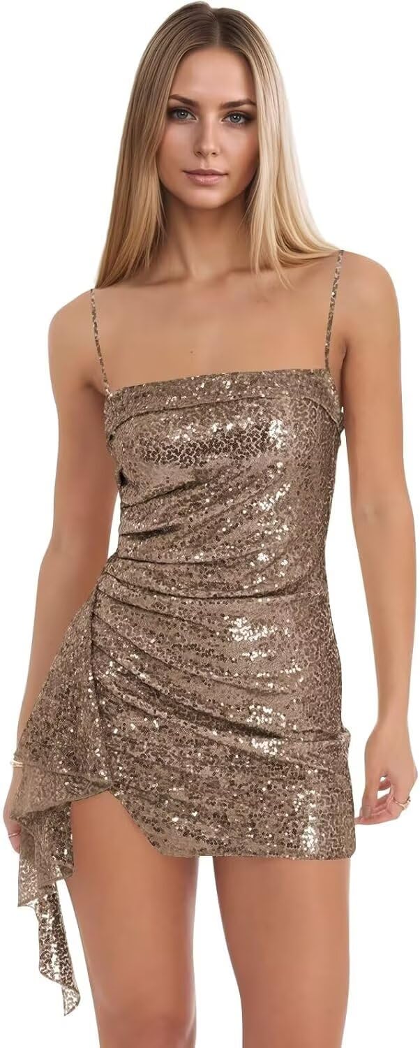 Spaghetti Straps Sequin Homecoming Dresses for Teens 2027 Sparkly Tight Short Prom Cocktail Party Gowns